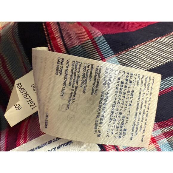 Tommy Hilfiger Tunic Blouse Button-Up Long Sleeve Women’s L Navy/Fuchsia/White - Picture 6 of 9